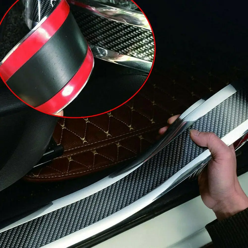 Стайлинг автомобиля Защита порога из углеродного волокна молдинговая полоса