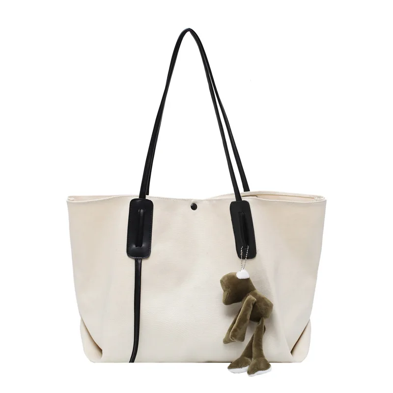 

2021 New Fashion Autumn Winter Canvas Tote Bag Women Larger Capacity Shoppingbag Simple Casual Shoulder Bag