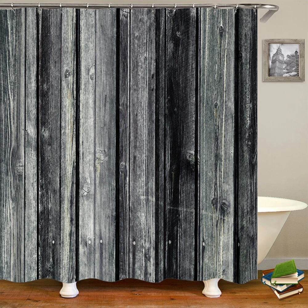 Деревянная дверная занавеска для душа с принтом ванной забавная