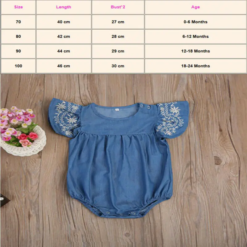 

Newborn Baby Girl Denim Romper Jumpsuit Outfits Sunsuit Clothes