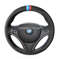 custom hand stitch suede leather car steering wheel cover for bmw e90 320i 120d