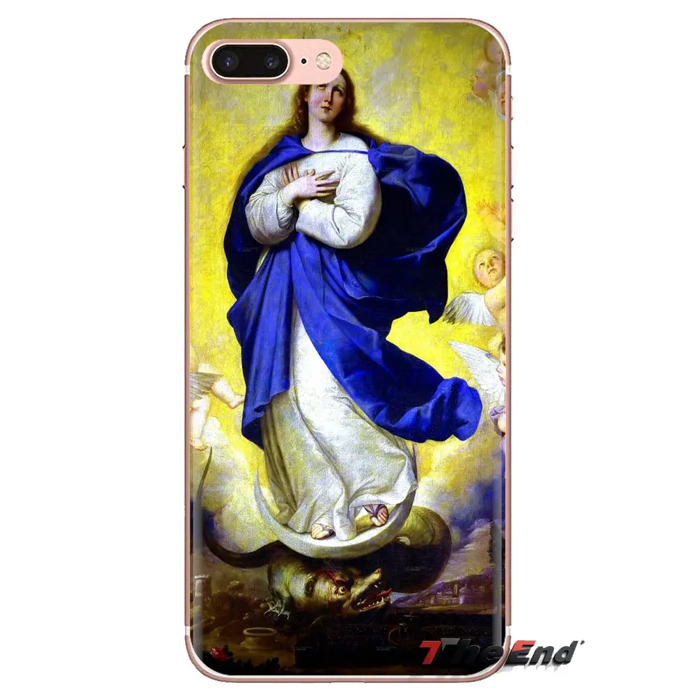 Для iPod Touch Apple iPhone 4 4s 5 5S SE 5C 6 6S 7 8 X XR XS Plus MAX TPU прозрачный чехол из кожи Blessed Virgin Mary с