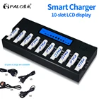 PALO оригинальный 10 слотов Интеллектуальный ЖК-дисплей AA зарядное устройство для NI-MH NI-CD аккумуляторов многофункциональное зарядное устройство