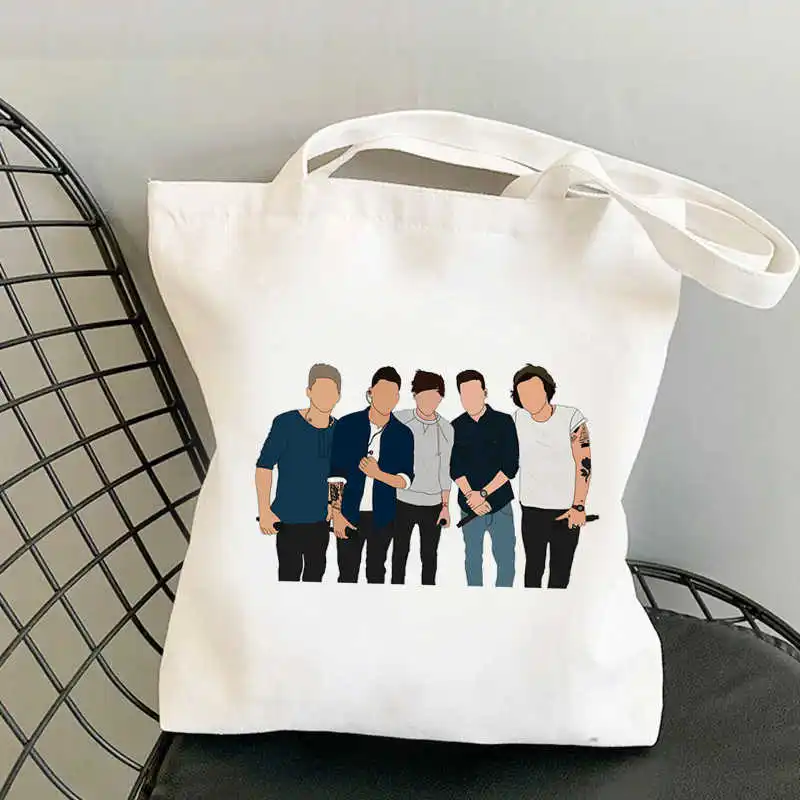 

One Direction shopping bag bolso eco canvas recycle bag cotton bolsas de tela bag cloth string ecobag bolsas reutilizables grab