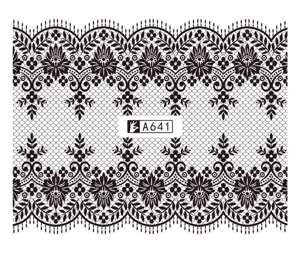 5 шт./компл. Водные Наклейки для дизайна ногтей Переводные черные кружевные розы