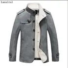 Для мужчин теплое пальто замшевое пальто мужской Зимняя шерстяная одежда флисовая пижама с длинным пальто Верхняя одежда Для мужчин коричневый Длинный плащ куртка M-3XL