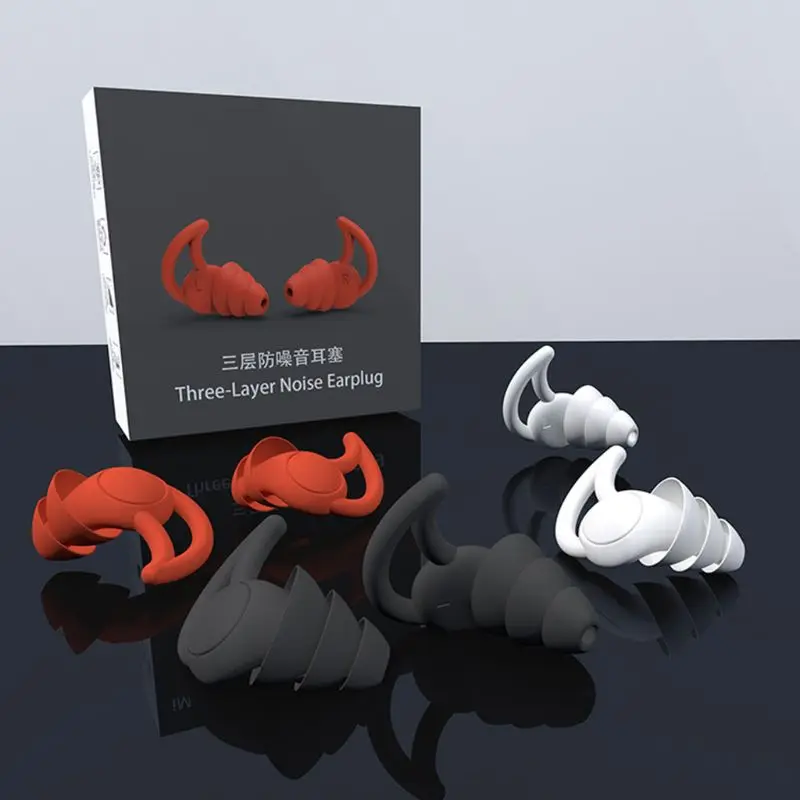 

1Pair Soft Silicone Ear Plugs Tapered Travel Noise Reduction Earplugs Sleep Sound Insulation Ear Protector 2/3 Layers