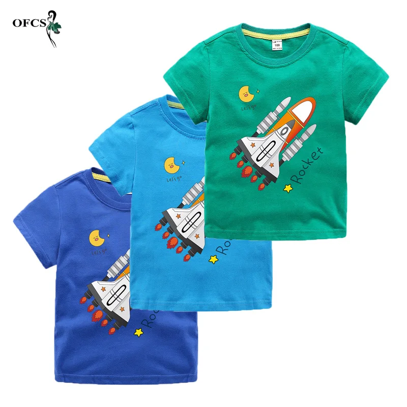 

Best Seller Summer 2-12Y Children's Clothing Birthday Party Cartoon Print Short Sleeve Basic T-shirt Cotton Tops Tees For Unisex