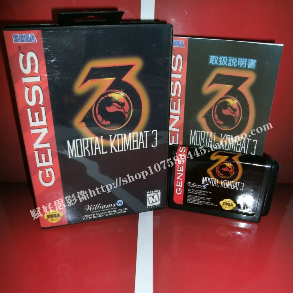 Sega MD game - Mortal Kombat III 3 с коробкой и руководством для 16-битной игровой картридж Megadrive