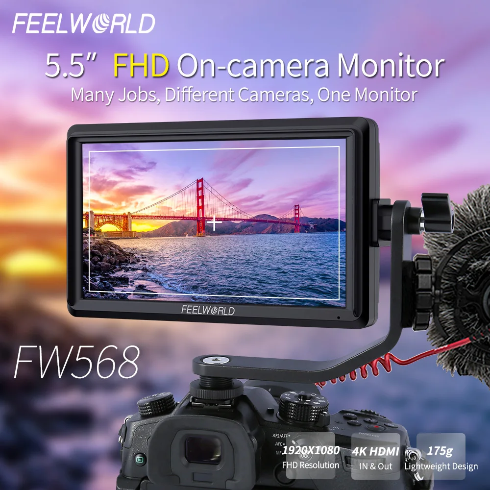 Монитор FEELWORLD FW568 для камеры 5 дюйма Full HD 1920x1080 IPS 4K HDMI вход Sony Nikon Canon - купить