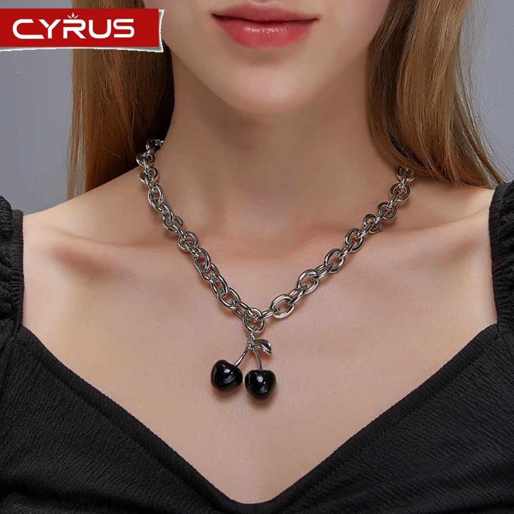 2020 Панк Черная Вишня подвеска винтажная цепочка колье металлические женские