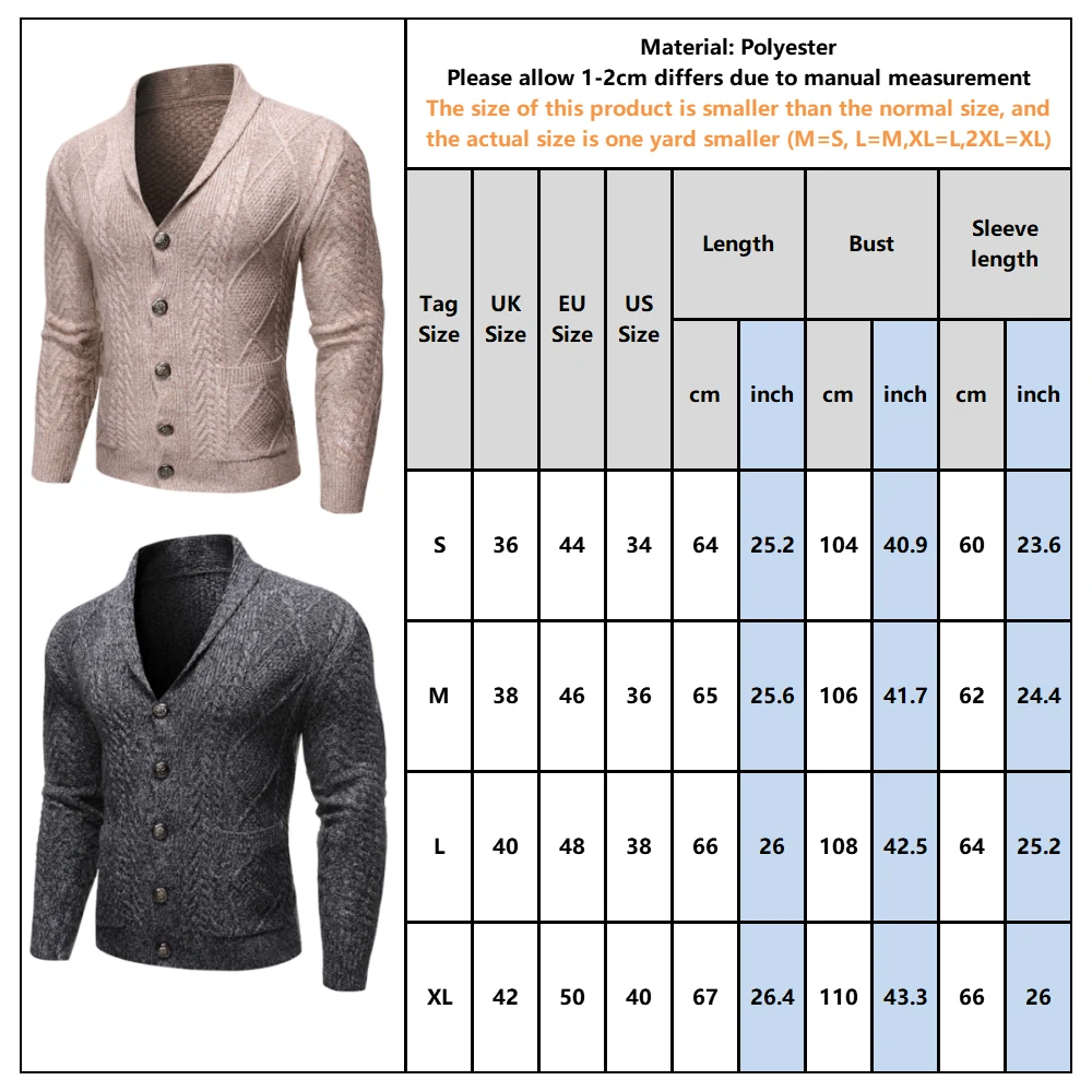 Осень-зима свитер с отложным воротником однотонный кардиган на пуговицах