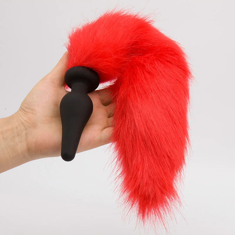 Эротическая Сексуальная Красная Анальная пробка силиконовая с искусственным
