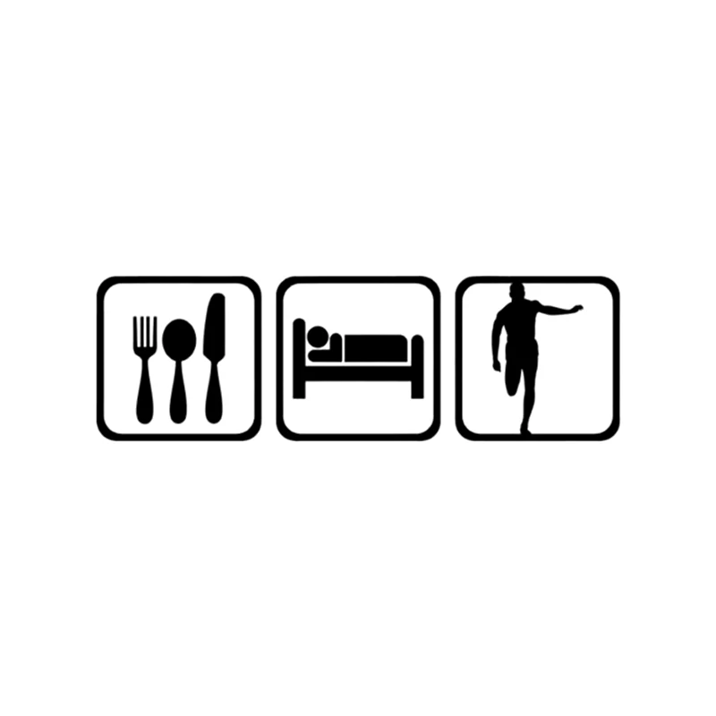 

14.5*4.6CM Coolest Eat Sleep Running Decor Car Sticker Accessories Silhouette Vinyl