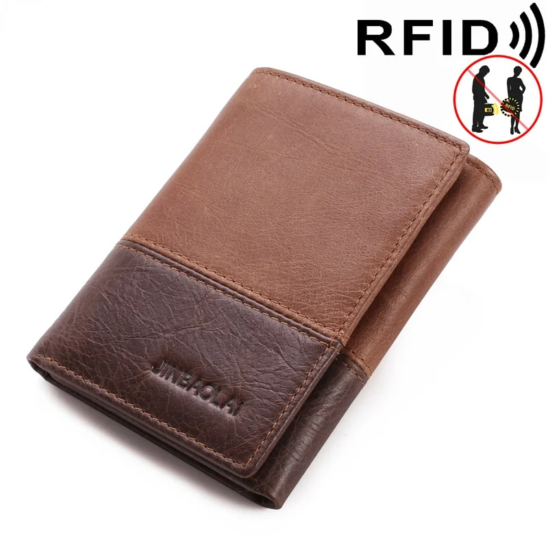 

Мужской кошелек RFID, кожаный кошелек с 3 складками