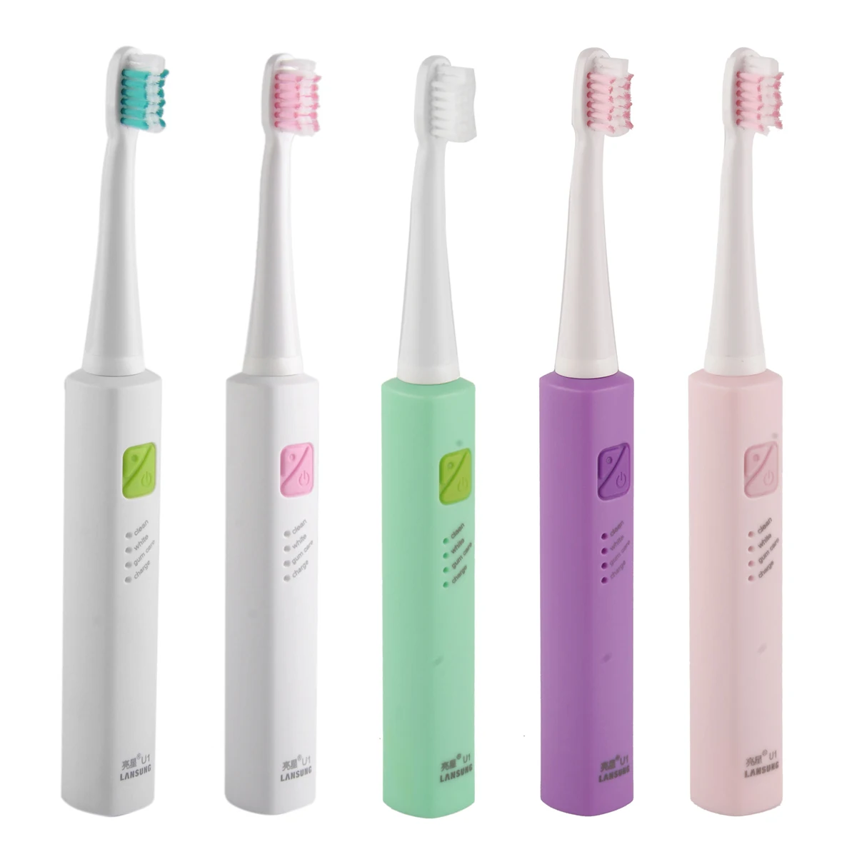 

LANSUNG UlTrasonic Sonic Electric Toothbrush Rechargeable Tooth Brushes With 4 Pcs Replacement Heads U1