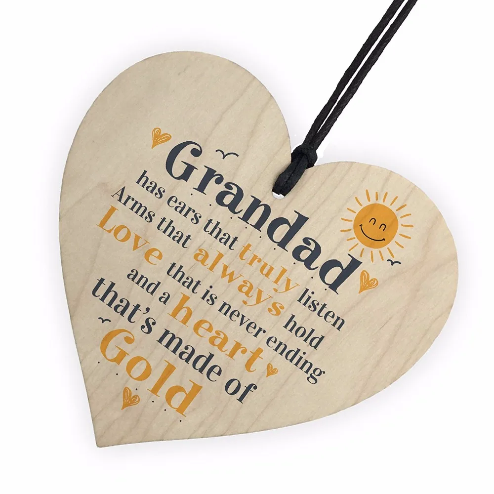 Деревянная табличка в форме сердца на День отца папа Grandad дедушка подарок день