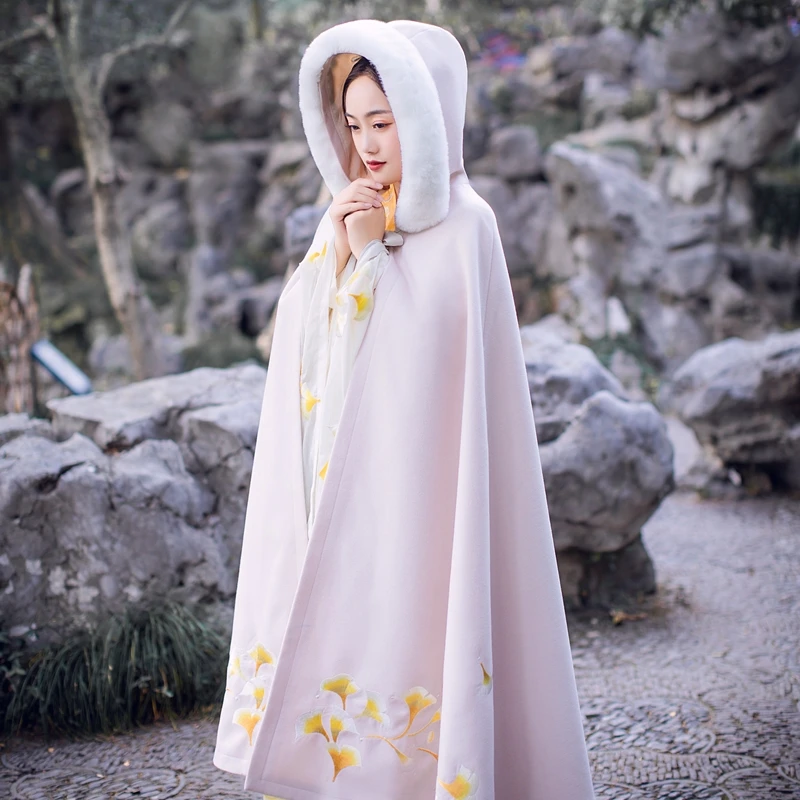 Шерстяной плащ в китайском стиле осенне зимний традиционный Ming Hanfu древняя