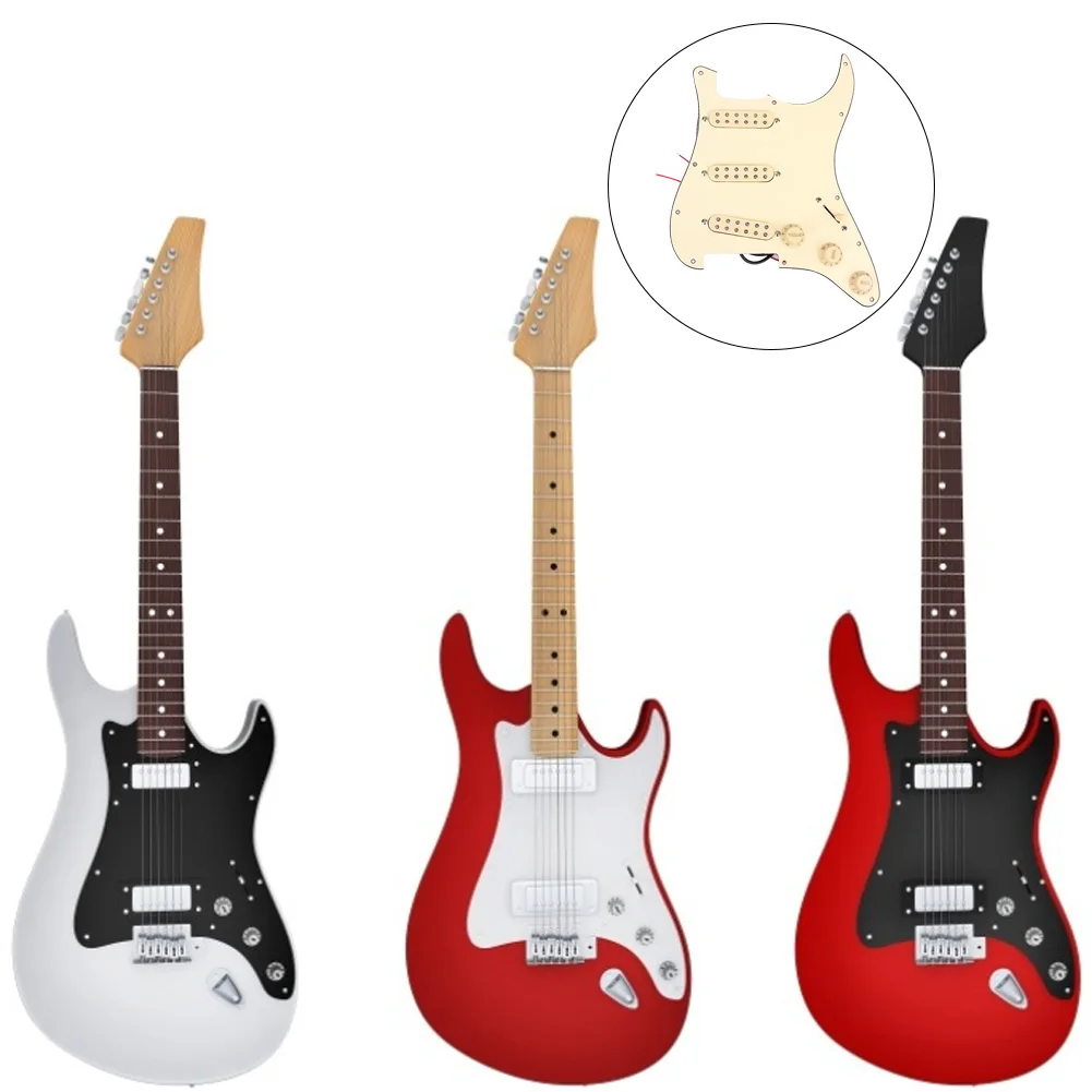 

Replacement Prewired HHH 3 Dual Coil Pickups 3ply 11 Holes Pickguard W/ Volume & Tone Control Knobs For Fender ST Guitar Parts