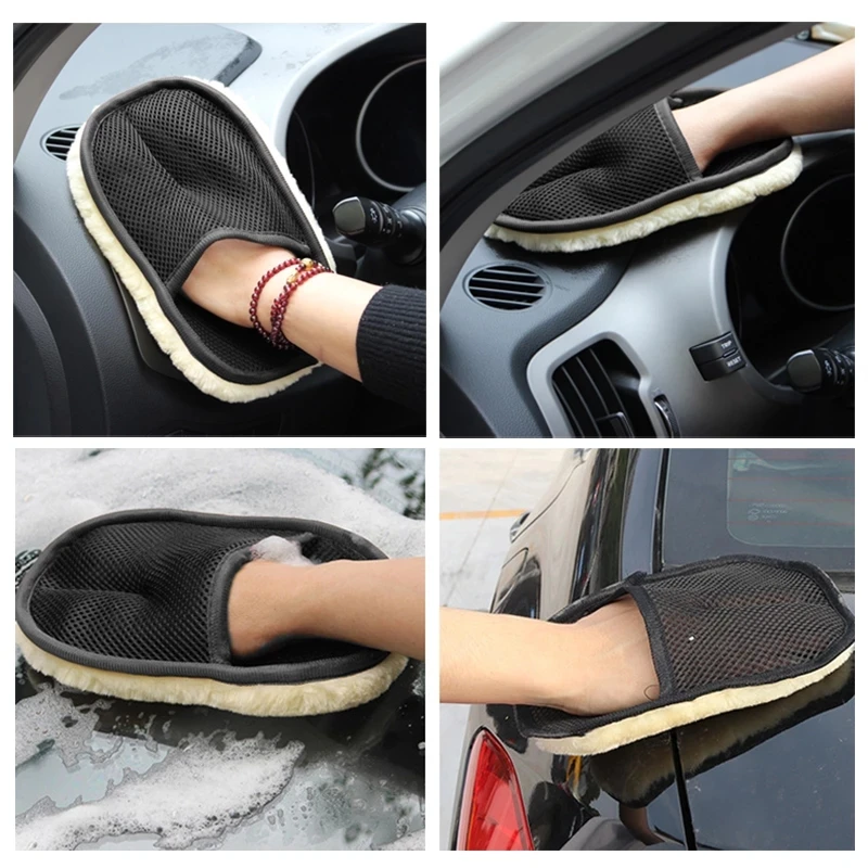 8@# 1 Pcs Convenient Clean Washing Wool Gloves Durable Car Tools Wipe Waxing Car-Borne Detergent Cloth Cashmere | Дом и сад