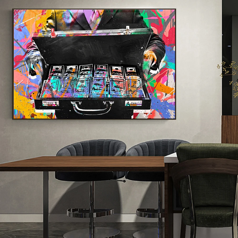 Граффити деньги холст картины доллар плакаты и принты абстрактная поп-арт