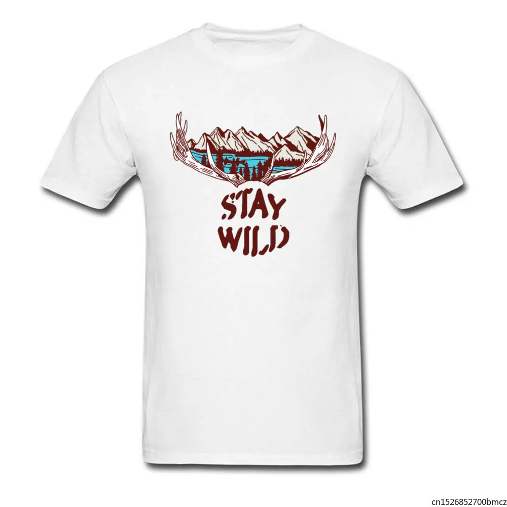 

Stay Wild Mountains and Rivers Printed On T Shirt Free Father's Day Oversized Fashion Custom Tee Shirt Gift