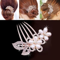 new fashion korean rhinestone hair combs wedding bridal faux pearls hair clips flower peacock trendy crystal girl hairpin gifts