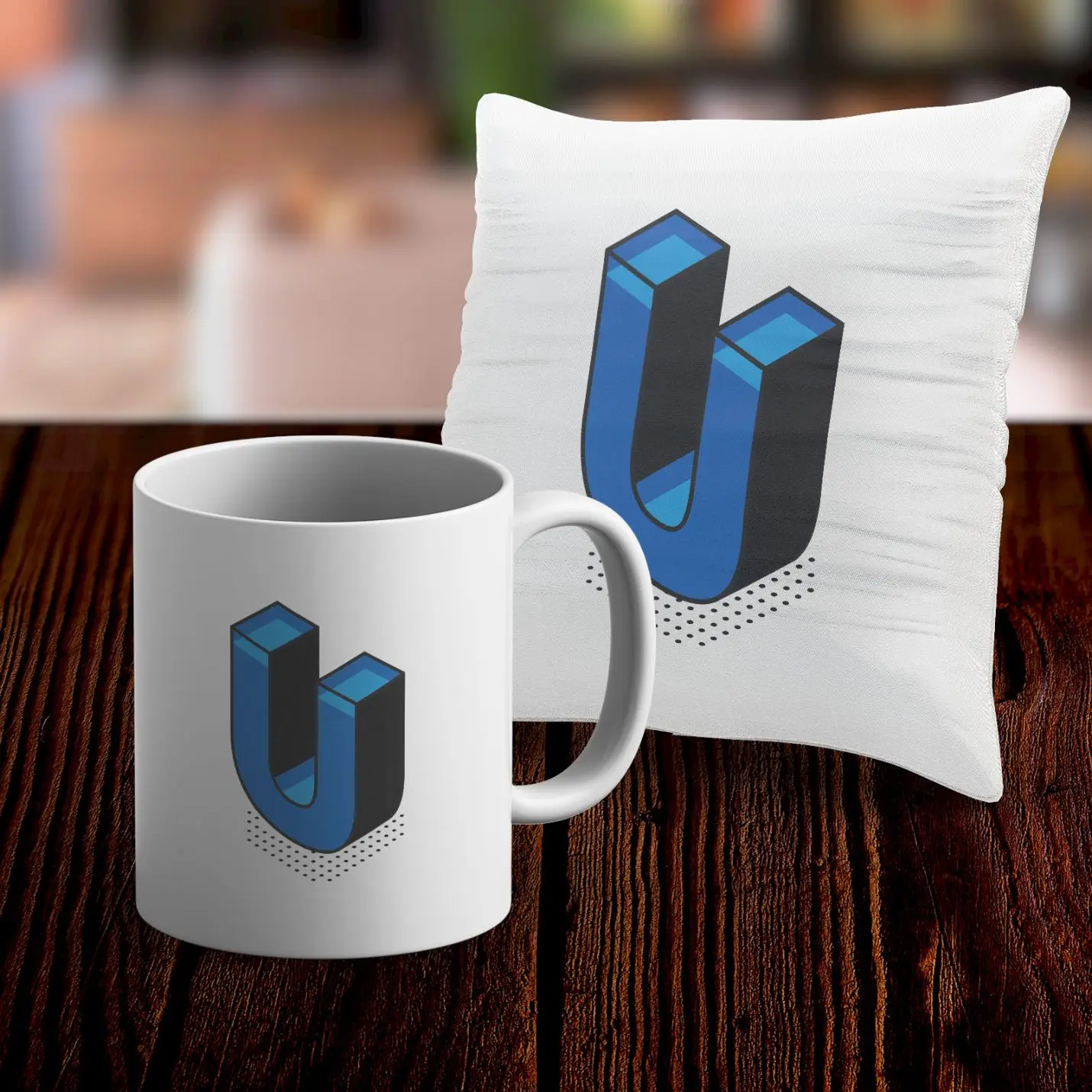 

U Letter Design Mug and Pillow Case Gift Set