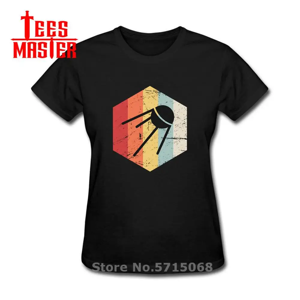 Ретро спутник значок для женщин футболка CCCP пространство с ракетой России