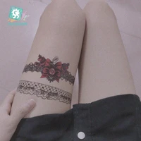 21x15cm hot sale large size leg water transfer tattoo sexy lace and gun design fake body art temporary tattoo stickers for women