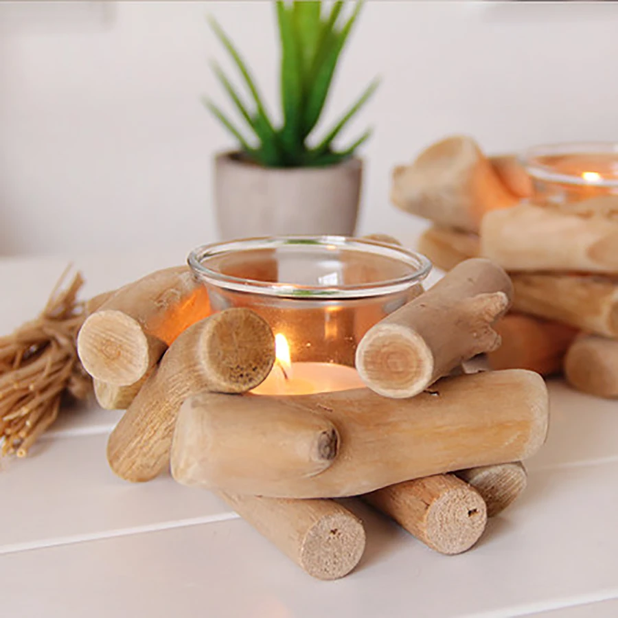 Европейский Креативный оригинальный подсвечник из массива дерева романтический