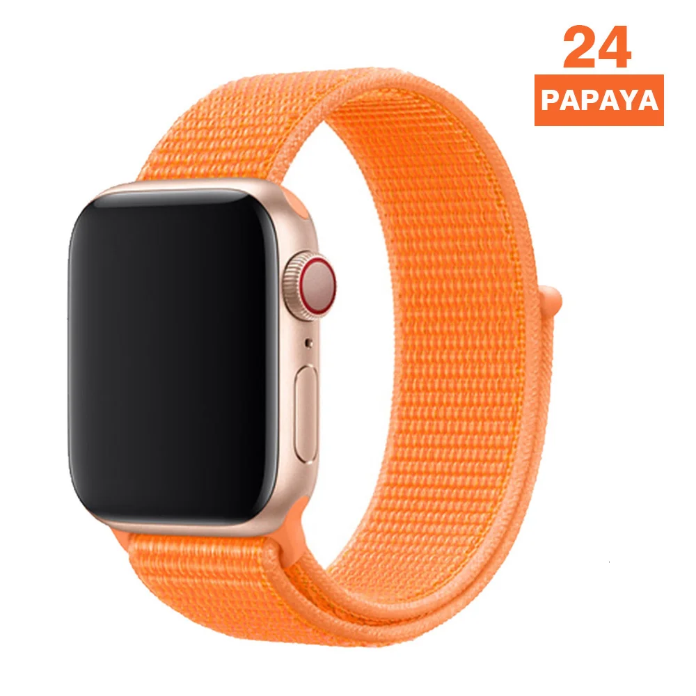 Спортивный ремешок для Apple Watch 42 мм 38 мм ремешок для часов 4 44 мм 40 мм Iwatch Серия 3 2 1 нейлоновый браслет дышащие аксессуары - Цвет ремешка: Papaya