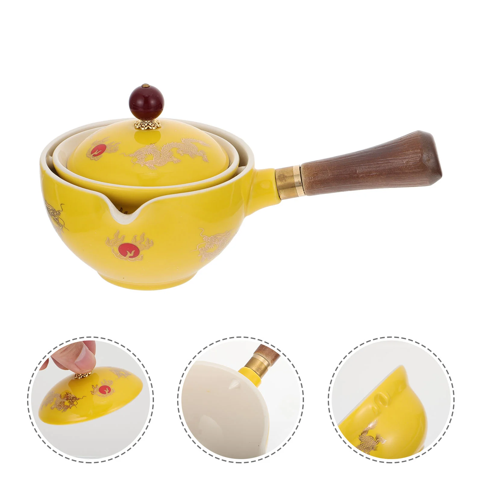 

1Pc Household Kettle Tea Filter Kettle Durable Tea Pot Heat-resistant Teapot (Yellow)