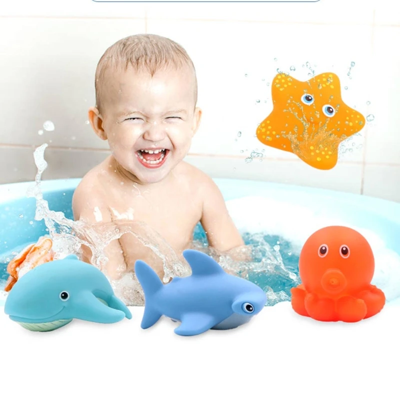 

T5EC Floating Animal Shaped Baby Bath Squirt Toys Toddler Salvage Toy Set Water Games