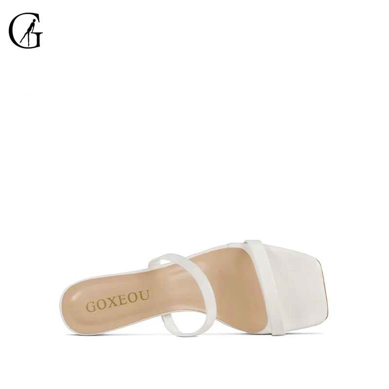 Шлепанцы GOXEOU женские с квадратным носком повседневные Модные сандалии для офиса
