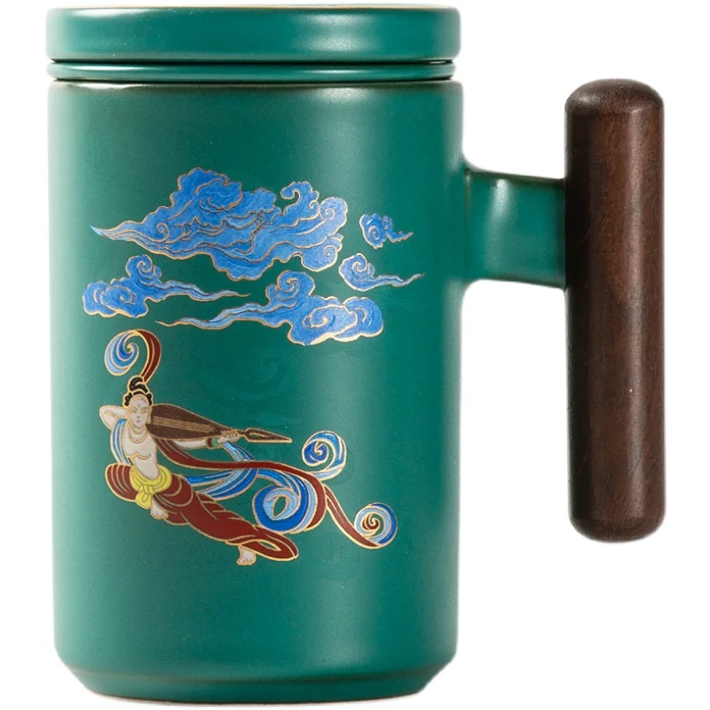 

Retro-style ceramic tea cups, tea separation cups, household Chinese tea cups and personal gift boxes with lids