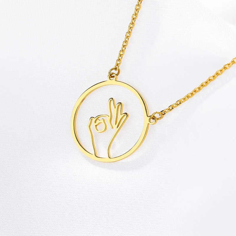 Несколько жестов ожерелье кулон забавные ювелирные изделия из нержавеющей стали