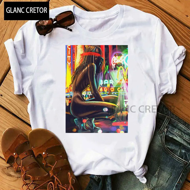 

New Harajuku Femme Tshirt Women Graphic Printed Tees Casual Thin Tops Tee Personality Tshirt Clothe