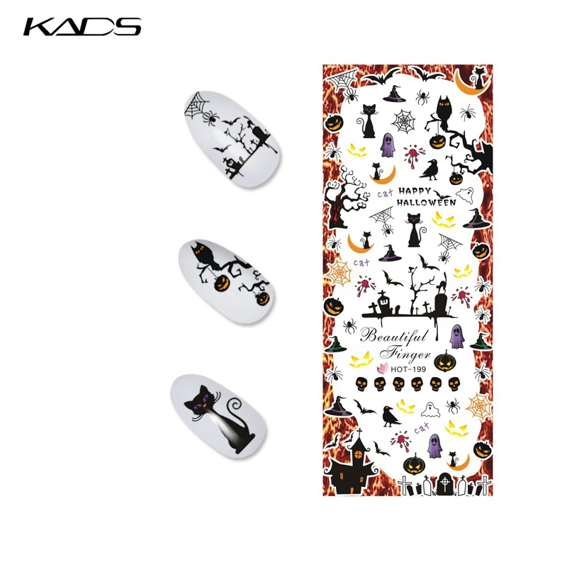 3 листа/набор наклейка для воды на Хэллоуин дизайна ногтей переноса украшения