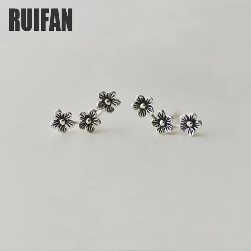 

Ruifan 2 Color Thai Silver Retro Flower 925 Sterling Silver Stud Earrings for Women Ladies Small Earrings Vintage Jewelry YEA247