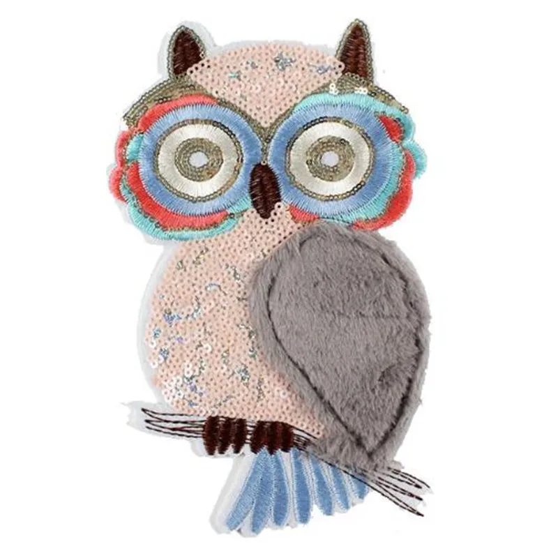 Плюшевые нашивки совы для одежды наклейки женщин 26 см футболка с блестками и