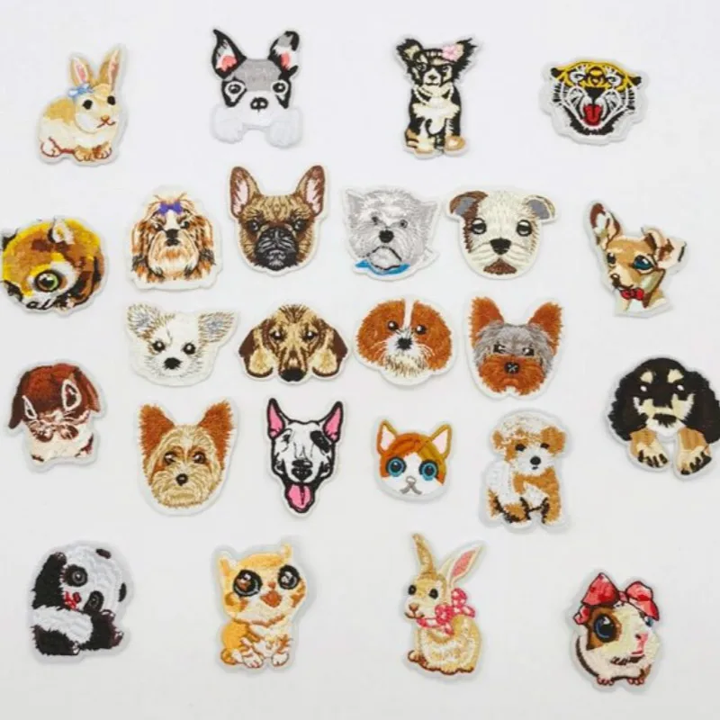

50pcs/Lot Embroidery Patches Letters Clothing Decoration Accessories Animal Cat Dog Diy Iron Heat Transfer Applique Iron Ons