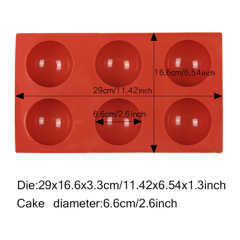 

3PCS Silicone Cake Mould Soap Chocolate Baking Semi Sphere Non Stick 6 Hole for Jelly Pudding Mousse Kitchen Accessories