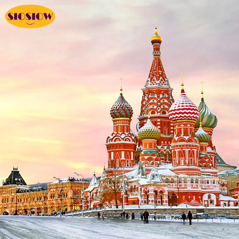 

Diy 5d алмазная живопись Россия Московская церковь 3d Алмазная вышивка всемирно известное здание квадратный Набор для вышивки крестиком украш...