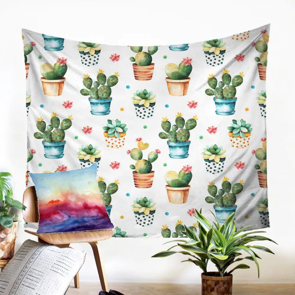 

Fabic Wall Hangings Beauteous Macrame Panel Cactus Theme Psychedelic Tapestry Modern Home Decoration Dorm Decor