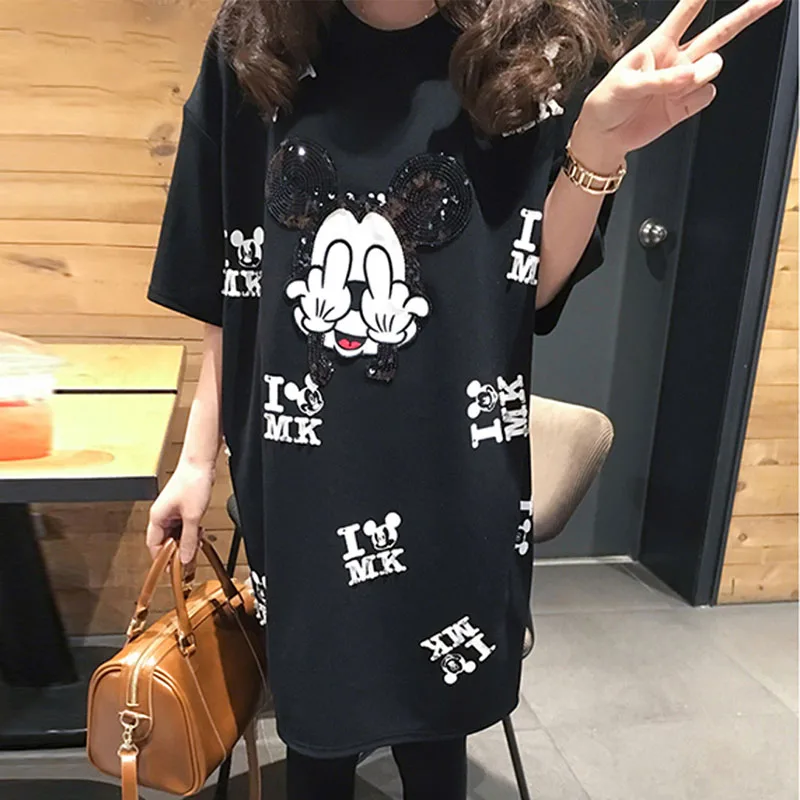 Розовый Микки Минни Маус футболка с короткими рукавами на каждый день рисунком в