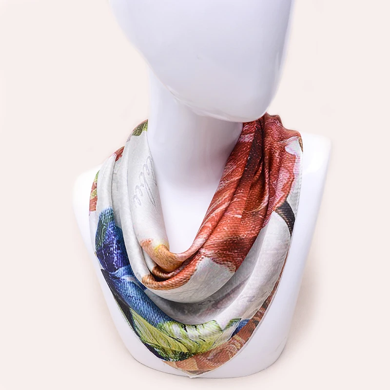 

2021 Summer Luxury Bandana Silk Scarf Square Women Shawls And Wraps Fashion Office Small Hair Neck Hijabs Foulard Scarves 70*70