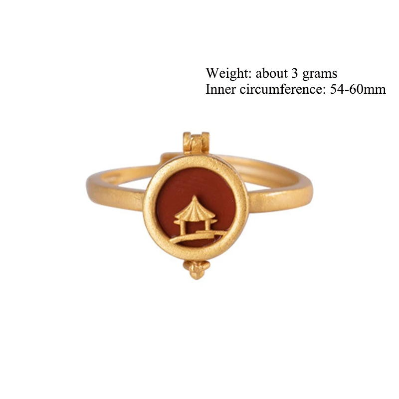 

Y.YA 925 Sterling Silver Gold-Plated Southern Red Agate Rings Temperament Can Open the Sachet Male and Female Fashion Ring