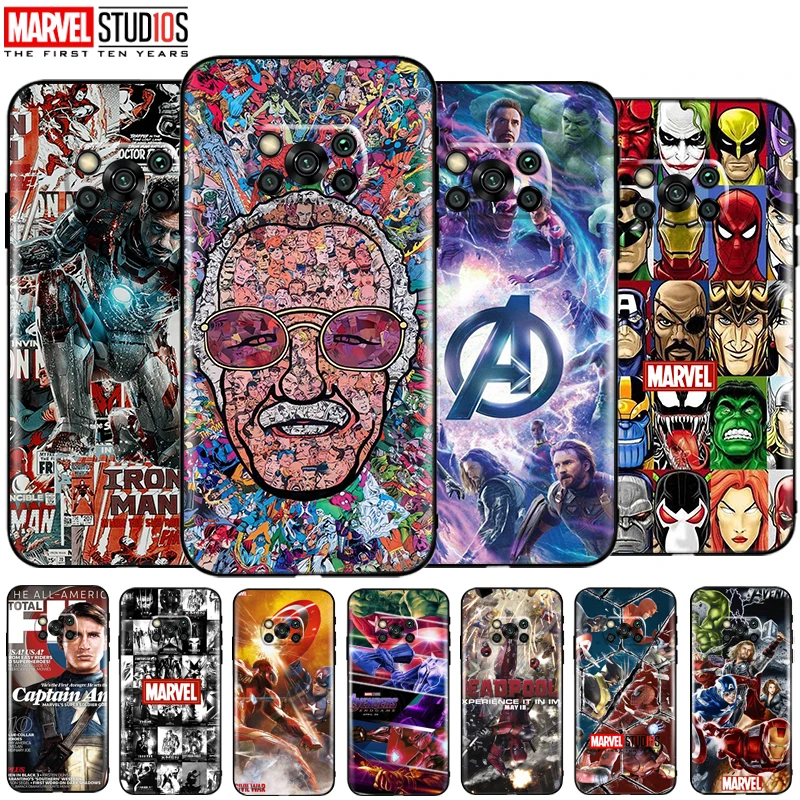 

Marvel Avengers Phone Case For Xiaomi Poco X3 Pro X3 NFC funda Cover Captain America Iron Man Spider Man Hulk Deadpool Comics