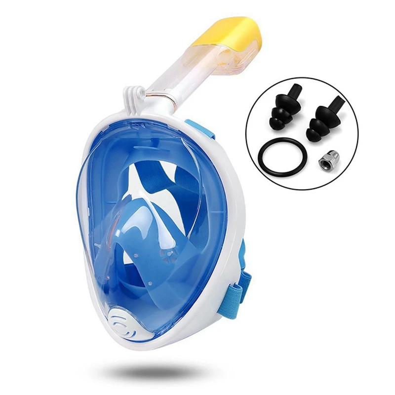 

Full Face Snorkel Mask Double Respirator Anti-Fog Wipes 180 Degree Panoramic HD View Diving Mask